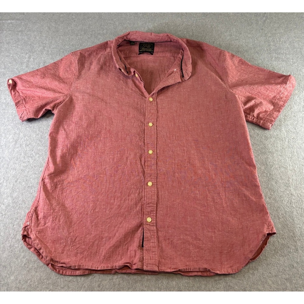 Jachs NY Men's Large Heritage Chambray Noho Shirt Red Short Sleeve Button Down